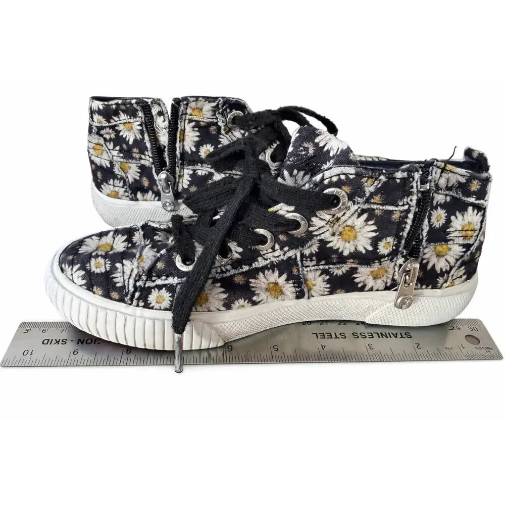 Blowfish Malibu Daisy Floral High Top Sneakers Girls Side Zip‎ Coquette Cute